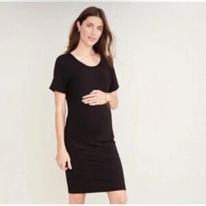 HATCH Layers The T-Shirt Dress Layer Small maternity black solid minimalist